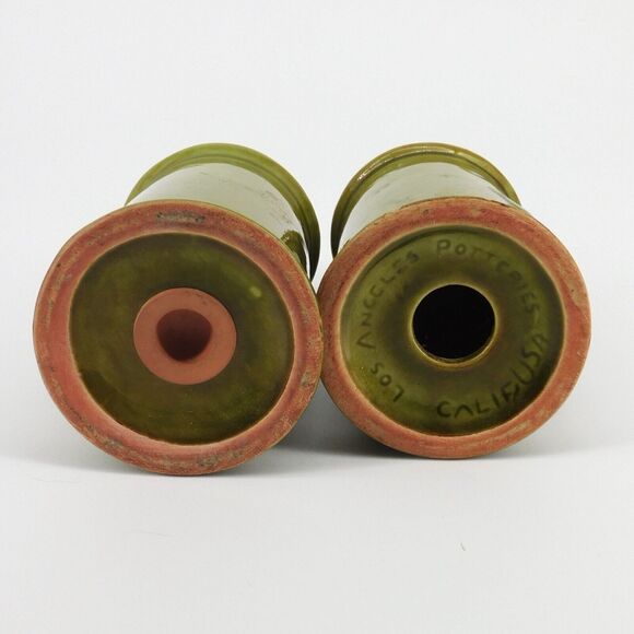 Vintage Ceramic Green Salt Pepper Shaker Set MCM Retro - Picture 5 of 5